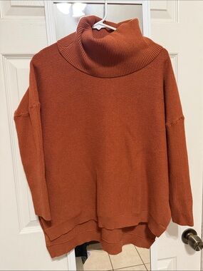 Oversized Cowl Neck Sweater in Rust Orange